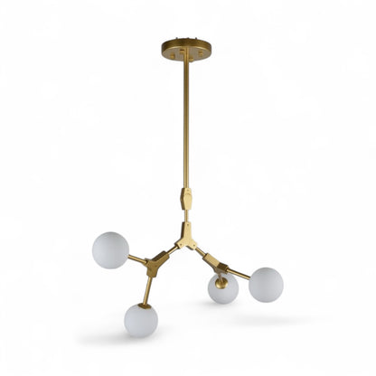 Gold Frame Ceiling Fixture with White Glass Shades