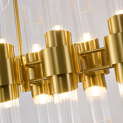 Satin Brass Chandelier With Clear Glass Shades