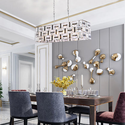 Rectangular Chandelier With Clear And Smoke Crystals