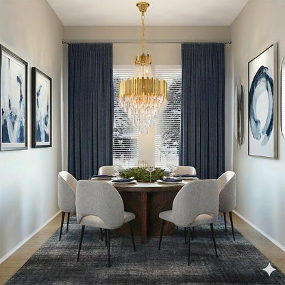 Gold Chandelier With Clear Hanging Crystals