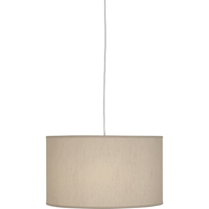 Elena Medium Pendant – Painted White with Bone Dupioni Fabric Shade