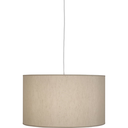 Elena Large Pendant – Painted White with Bone Dupioni Fabric Shade