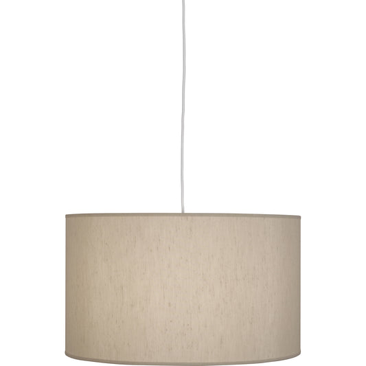Elena Large Pendant – Painted White with Bone Dupioni Fabric Shade