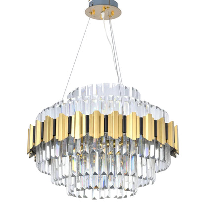 Gold Chandelier With Clear Hanging Crystals