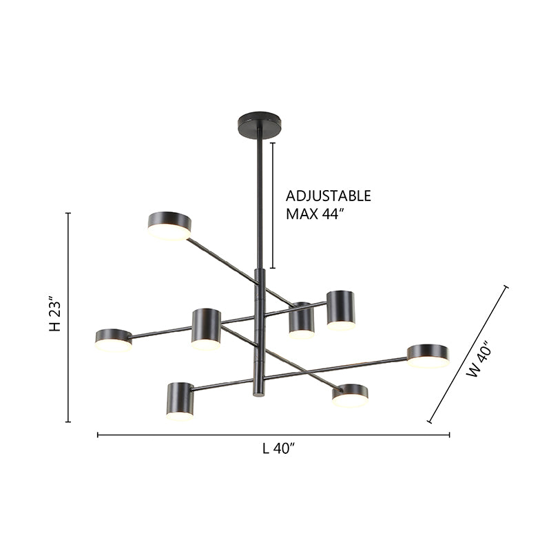 Four Tier Black Metal LED Ceiling Fixture With White Diffusers