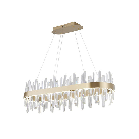Oval Gold LED Chandelier with Clear Crystal
