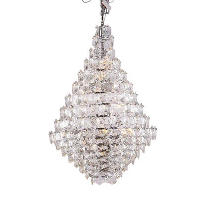 Chrome Frame Chandelier With Clear Hanging Crystals