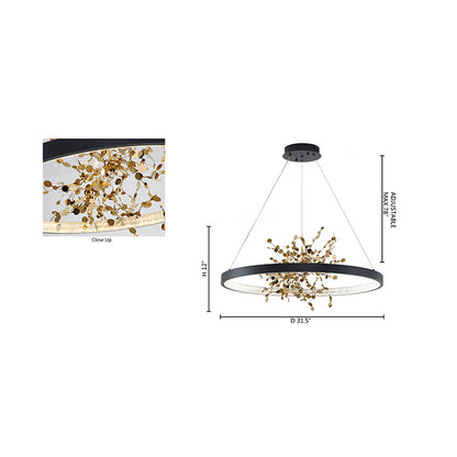 Ring LED Chandelier with Mirror Gold Sparkle