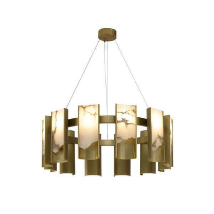 Satin Brass Alabaster LED Chandelier - Front view