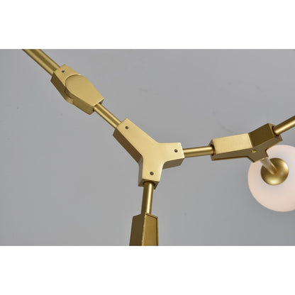 Gold Frame Ceiling Fixture with White Glass Shades
