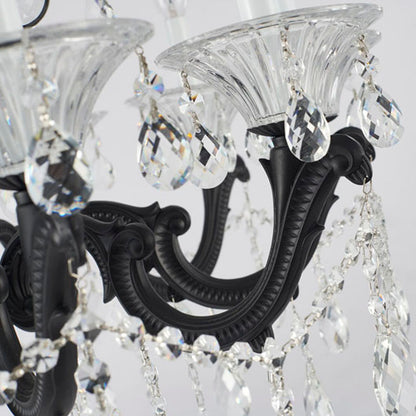 Satin Black 10-Light Crystal Chandelier