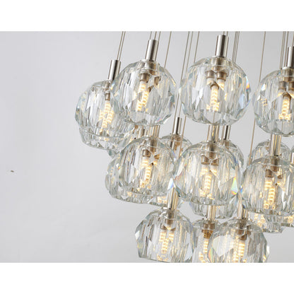 Flushed Chandelier with Clear Crystal Balls
