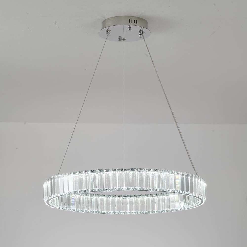 Clear Crystal Halo Chandelier With Chrome/Gold Hardware