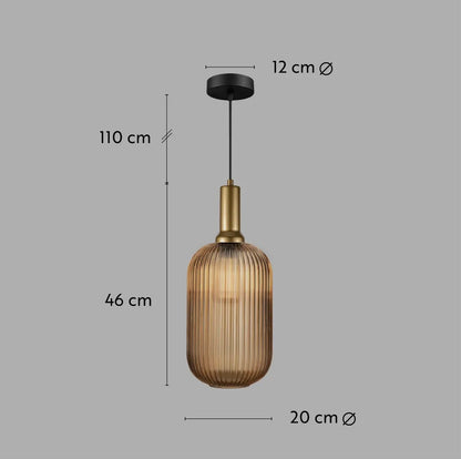 White Ribbed Glass Pendant