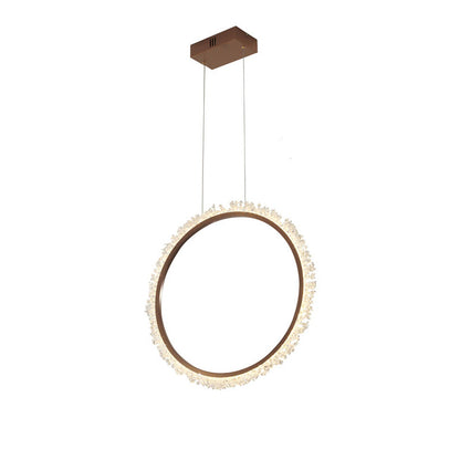 Gold LED Crystal Ring Chandelier