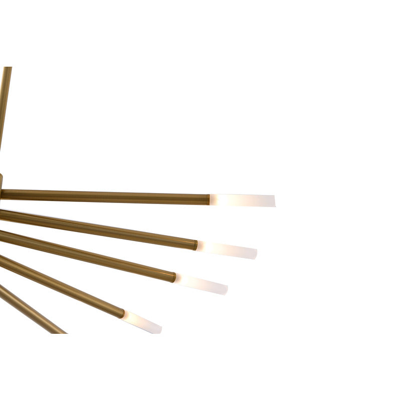 Gold/Black Stick Arm Chandelier With Frosted Glass Shades