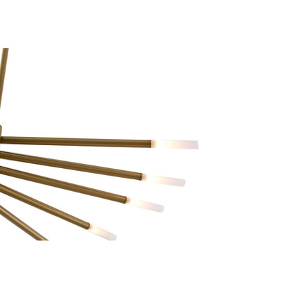 Gold/Black Stick Arm Chandelier With Frosted Glass Shades
