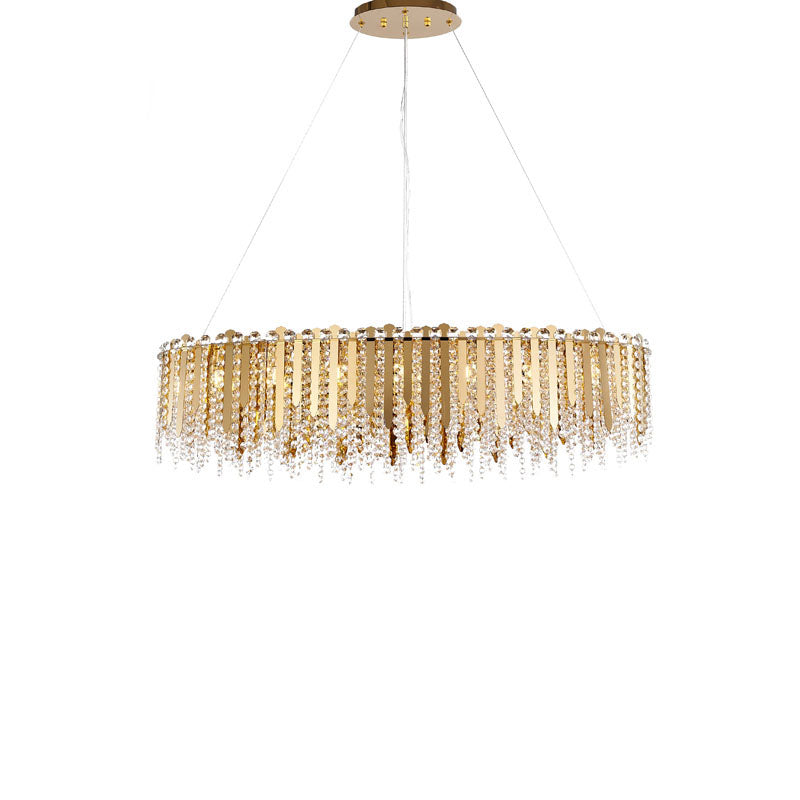 Gold Chandelier With Clear Hanging Crystal Beads