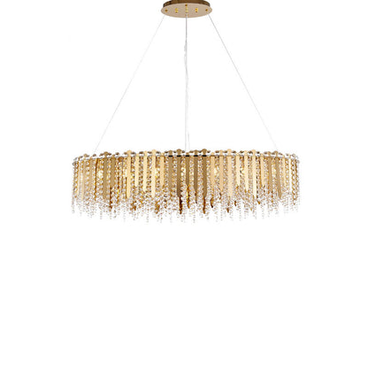 Gold Chandelier With Clear Hanging Crystal Beads