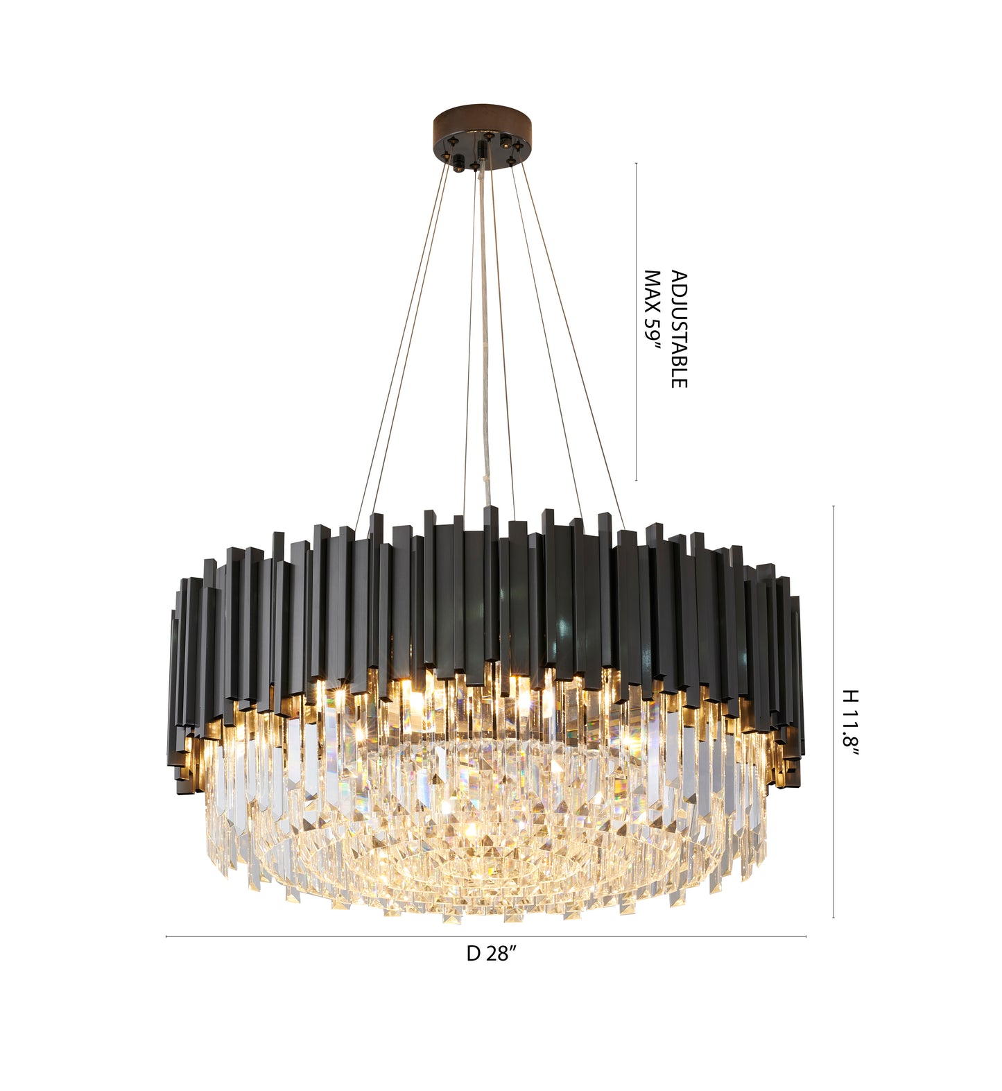 Hairline Chandelier With Clear Hanging Crystals