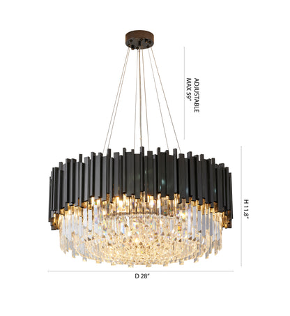 Hairline Chandelier With Clear Hanging Crystals
