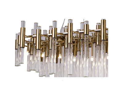 Gold Chandelier with Clear Glass Rods