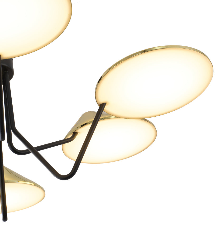 Black and Shiny Brass LED Chandelier