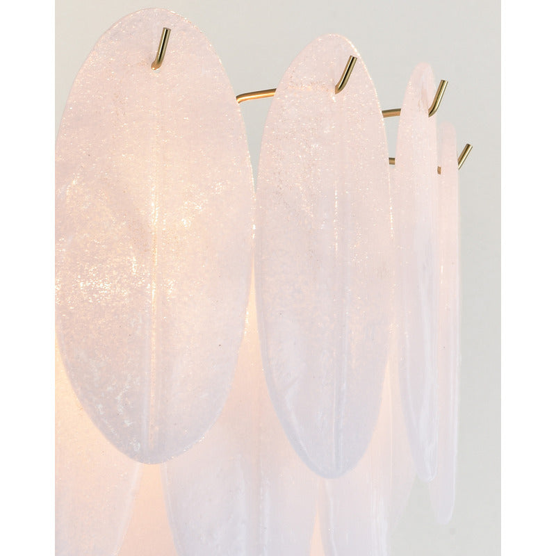 Brass Chandelier With Frosted Hanging Petal Glass