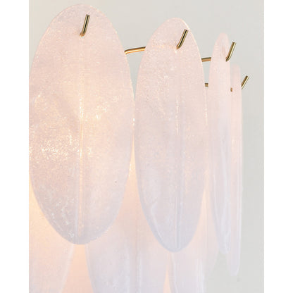 Brass Chandelier With Frosted Hanging Petal Glass