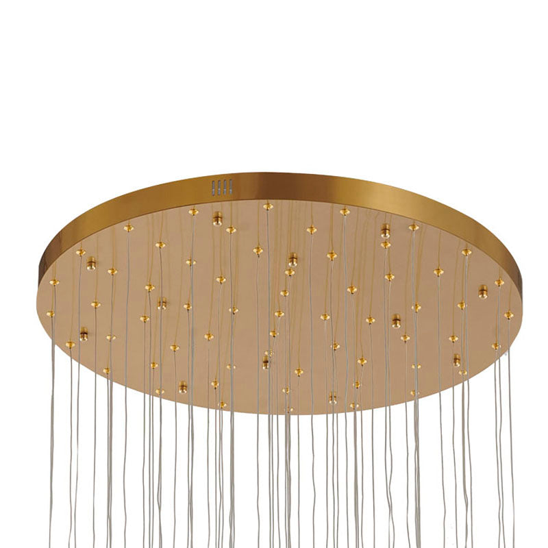 Antique Brass Chandelier With Crystal Hanging Bud Pendants