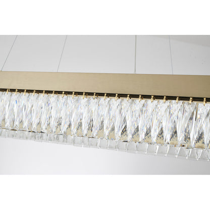 Gold Hairline LED Chandelier With Clear Hanging Crystals