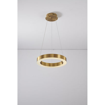 1-Light Gold LED Chandelier with Acrylic Bottom Lens