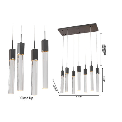 Black Gun Metal Flushed Frame With Hanging Clear Block Crystal Pendants