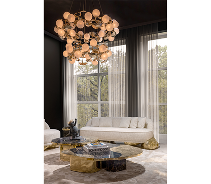 Ophelia Portoro Marble & Gold Center Table