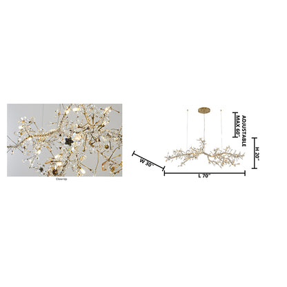 Clear & Champagne Crystal Branch Chandelier