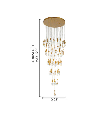 Antique Brass Chandelier With Crystal Hanging Bud Pendants