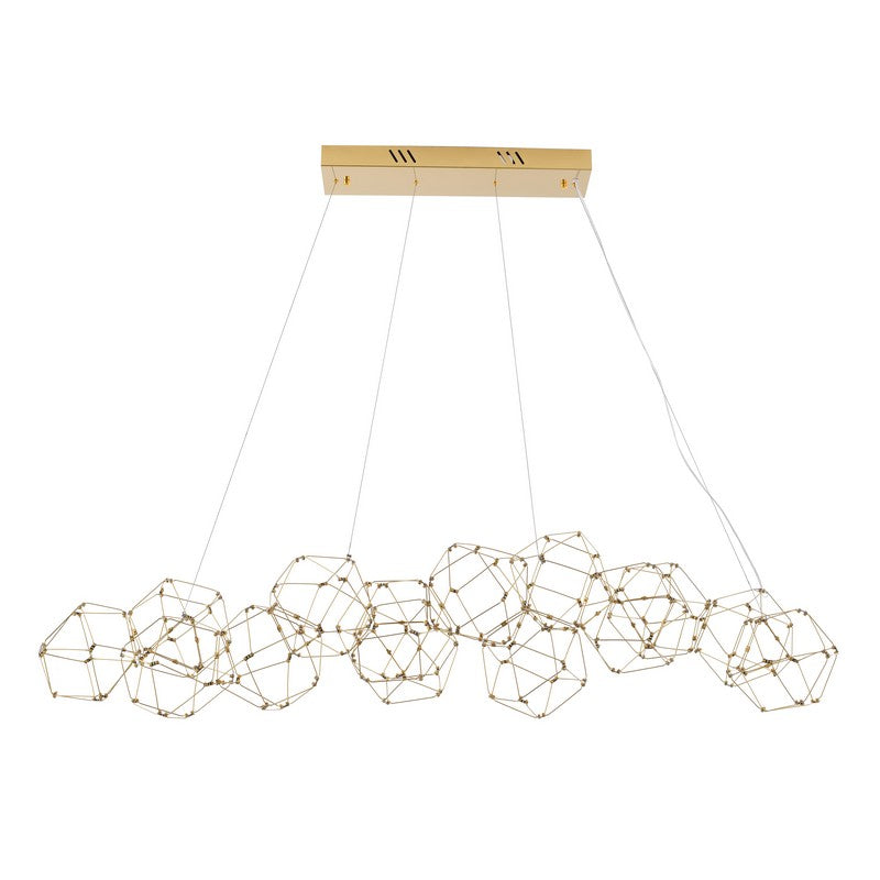 Gold LED Star Net Chandelier with Gold Hardware