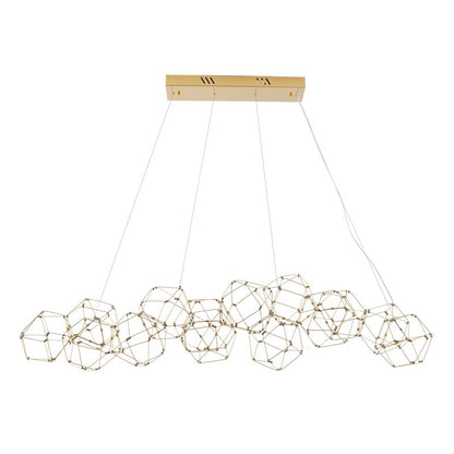 Gold LED Star Net Chandelier with Gold Hardware