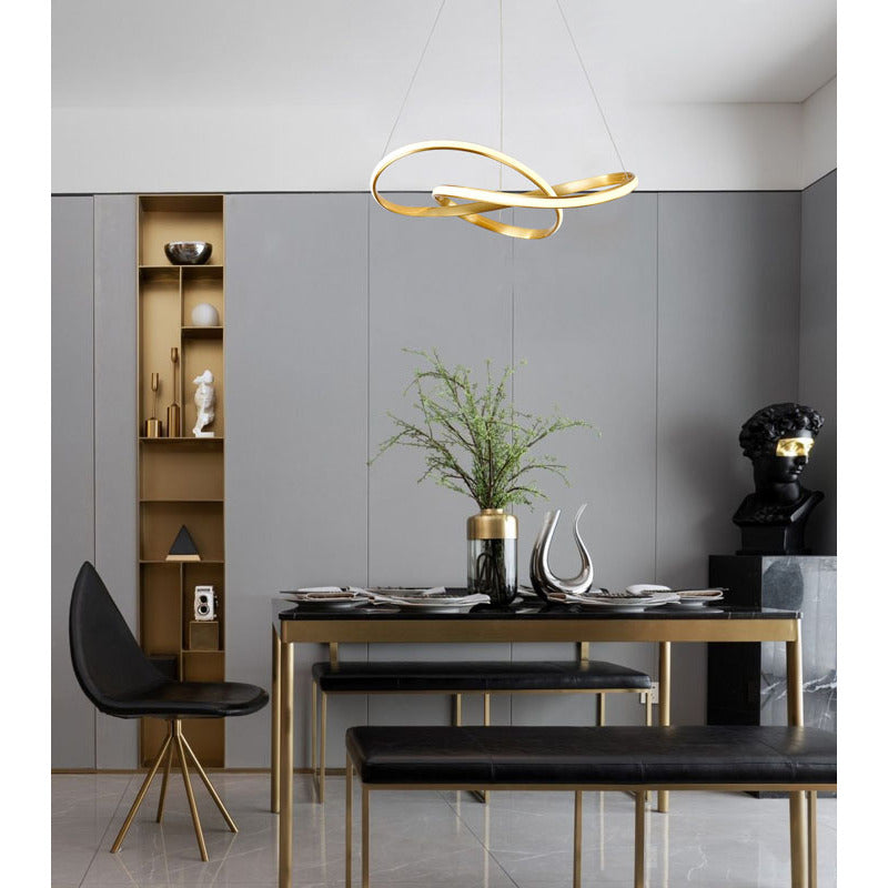 Black LED Chandelier – Modern Aluminum Ring Pendant Light