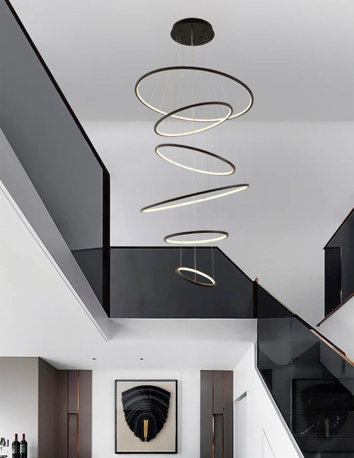 Six Ring Halo Chandelier