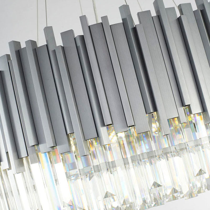Hairline Chandelier With Clear Hanging Crystals