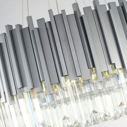 Hairline Chandelier With Clear Hanging Crystals