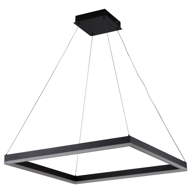 Modern Matte Black Square LED Chandelier – Ultra Slim 30” Contemporary Pendant Light