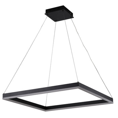 Modern Matte Black Square LED Chandelier – Ultra Slim 30” Contemporary Pendant Light