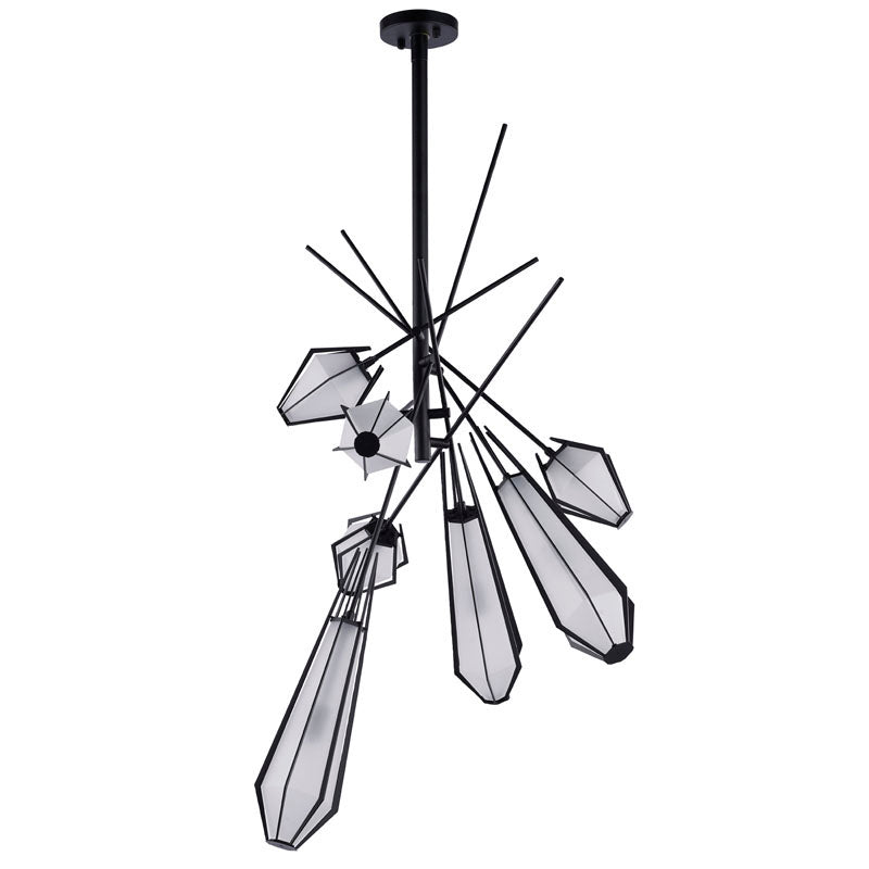 Metal Chandelier with Frosted Glass Shades