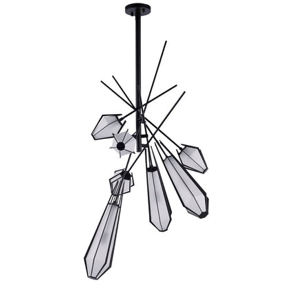 Metal Chandelier with Frosted Glass Shades