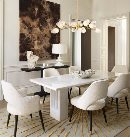 Gold Branch Chandelier with White Glass Shades