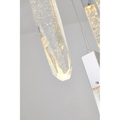 Chrome Frame Chandelier with Hanging Bubble Iceberg Crystal Pendants