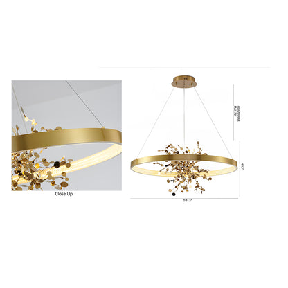 Ring LED Chandelier with Mirror Gold Sparkle
