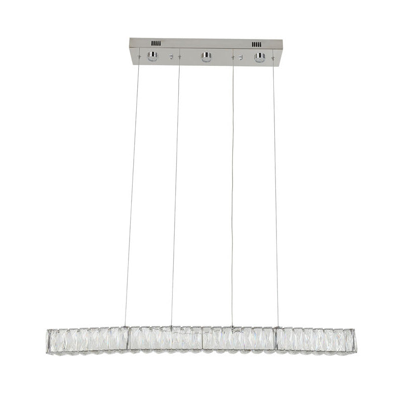 Long Rectangular Chrome LED Chandelier